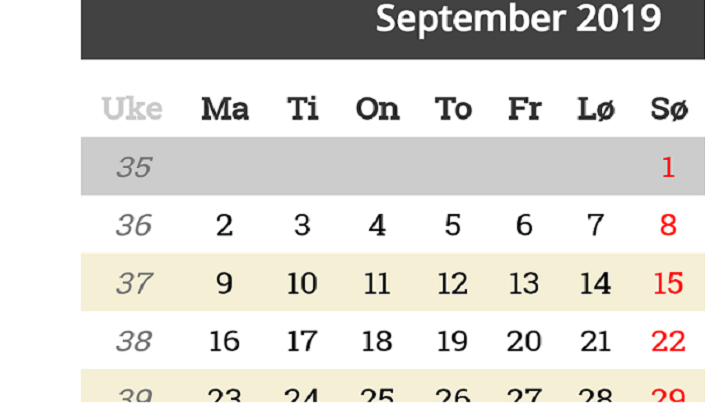Dette skjer i september